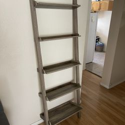 5-Tier Wood Ladder Shelf - Rustic Gray