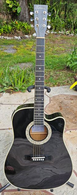 Esteban American Legacy Midnight Steel Limited Edition Acoustic Electric Guitar Black Cutaway
