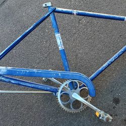 Vintage 1960's Schwinn Racer Bike Frame - Large - Rich Blue Faded Patina