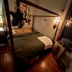 gold metal canopy bed frame - king