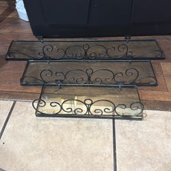 Metal And Glass Shelf Set