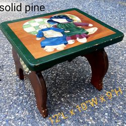 Custom Painted Vintage Pine Stool /Wooden Foot Stool / Quality Furniture 