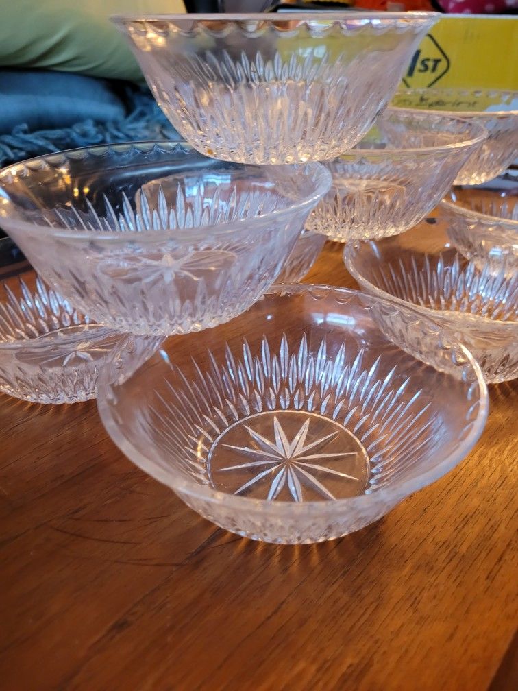 10 vintage crystal bowls