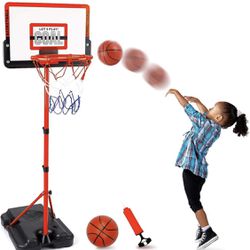 Kids Basketball Hoop Indoor Adjustable Height 3.5ft-5.5ft Mini Toddler Basketball Hoop Outdoor Indoor Basketball Goal Backyard Outside Toys