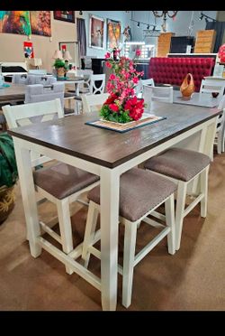 Counter Height Dining Table Set with Benches