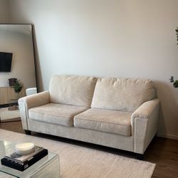 Light Beige Sofa – Modern 7ft, Great Condition w/ Minor Spot – $300 