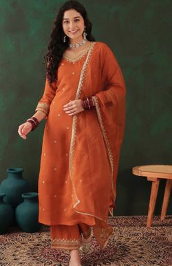 Burnt Orange Kurta Set (Size - L)
