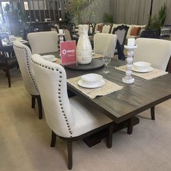 Landon Salvage Brown Dining Room Set w/ Leaf Table / 7pc