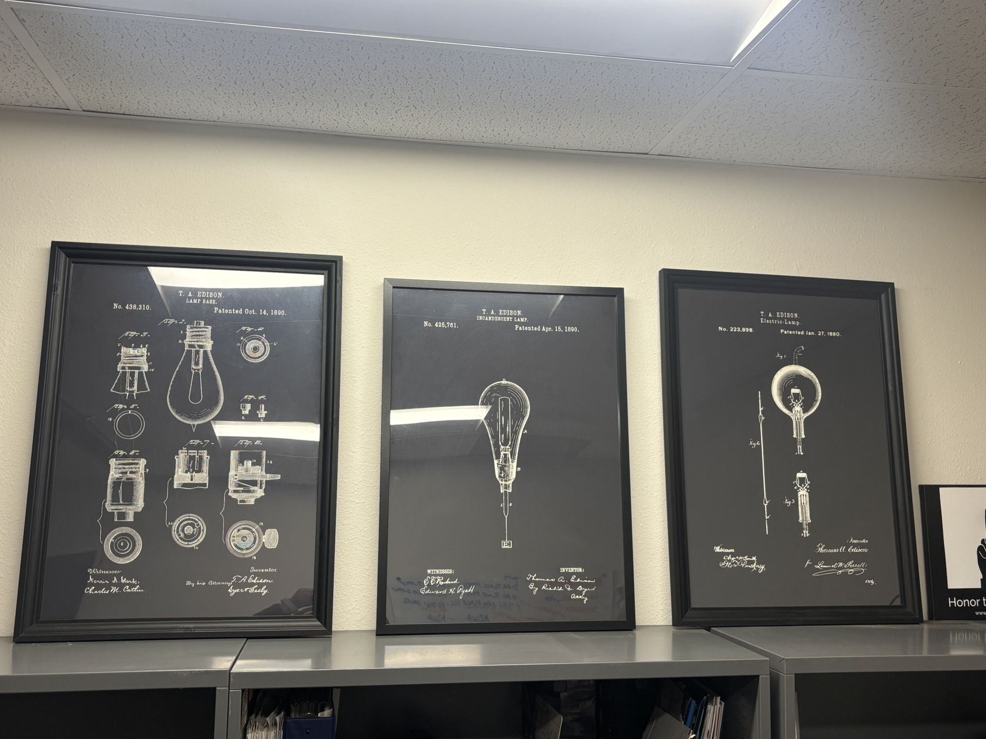 Edison Bulb Architectural Blueprint On Canvas With Frame