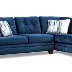 Cobalt Blue Suede Sectional w/ Swivel Chair  Value City Cordelle set