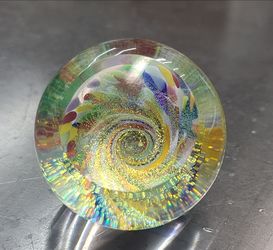 Beautiful 1996 Glass Eye Studio "Fireball" Paperweight, Signed