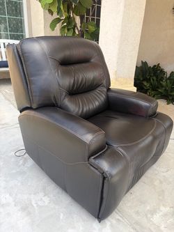 Dark Brown Leather Power Recliner Chair