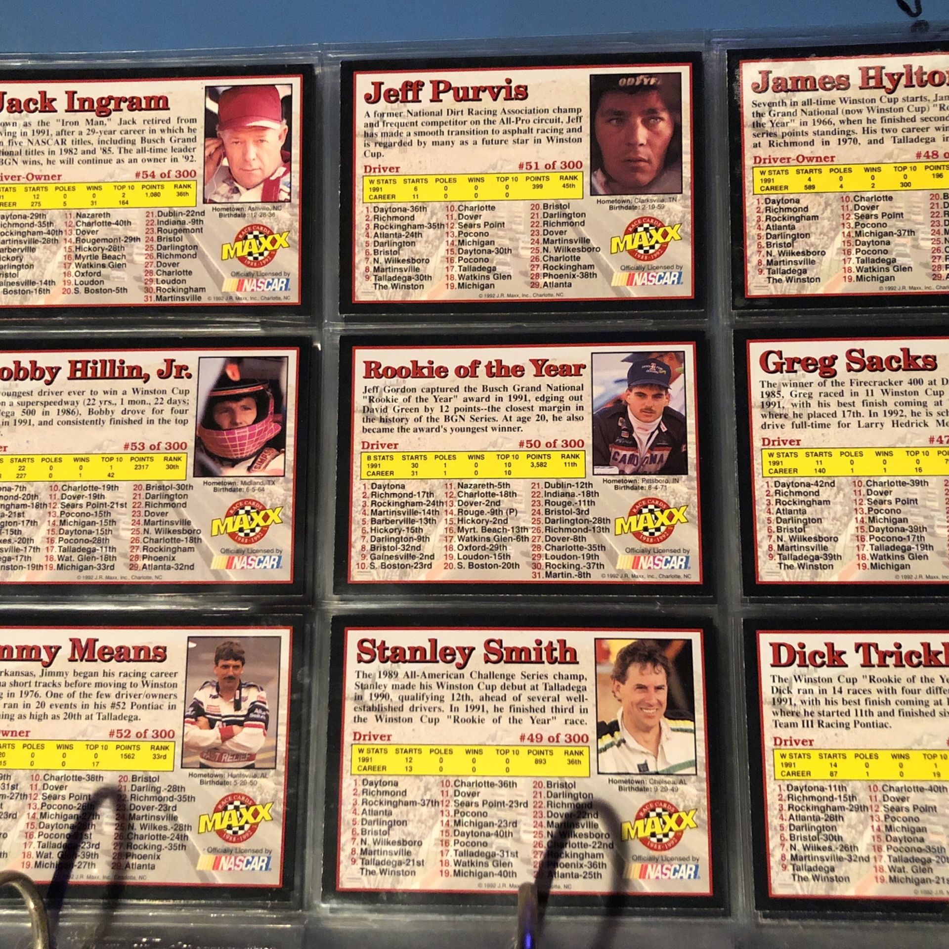 Maxx NASCAR race car drivers and their statistics