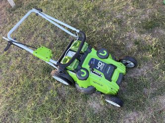 Greenworks 40v Equipment, Mower, Blower, Vacum, Chainsaw, 2 Batts, 1 Charger + broken Wacker