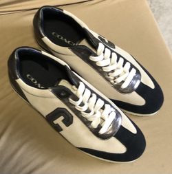 COACH Women’s Ian Chrome Metallic Suede Sneakers, size 7.5