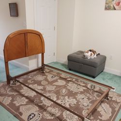 Bed Frame Twin Size And Solid Wood Headboard 