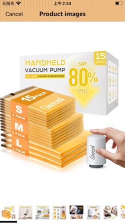 Vacuum Storage Bags with Electric Pump, 15 Reusable Compression Bags for Clothes, Bedding and Travel, Space Saving Storage Bags for Closet and Home Or
