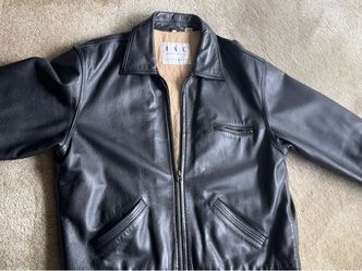 Men's Black Leather Jacket (Size: Large)