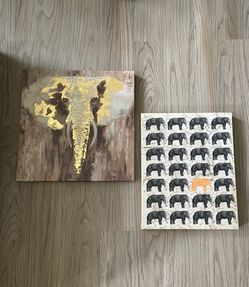 Elephant Canvas Art - Set of 2