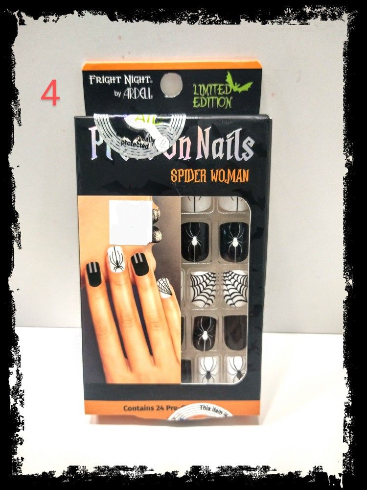 ☠️🕸 Fright Night - SPIDER WOMAN 🕸☠️ Black & White ~ Limited Edition ~ Press On Nails *NIB*