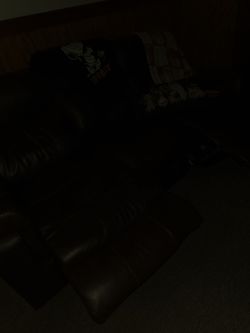 Leather  sofa   double recliner