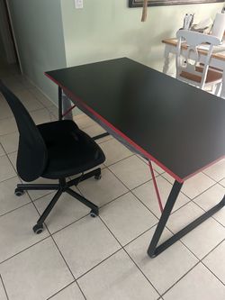 Black and Red Gaming Desk plus chair