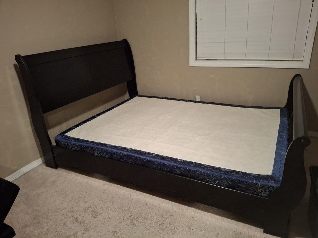 Queen Sized Sleigh Bed And Box Spring 