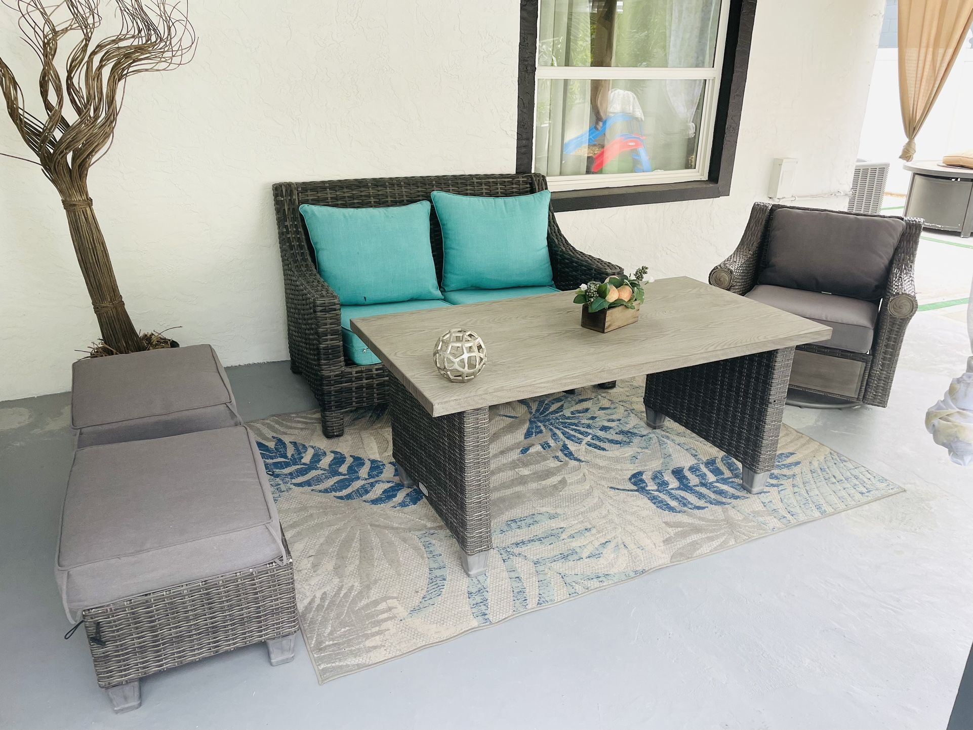 OUTDOOR PATIO FURNITURE WICKER CHAIRS SET 