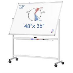 Mobile white board 48 X 36 Like new