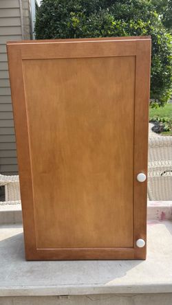 Wood Wall Cabinet with White Knob