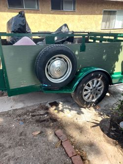 Green Utility Trailer with Spare Tire