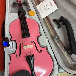 Nice 4/4 Pink Violin with New Bow, Digital Tuner, Shoulder Rest, Extra Strings $140 Firm