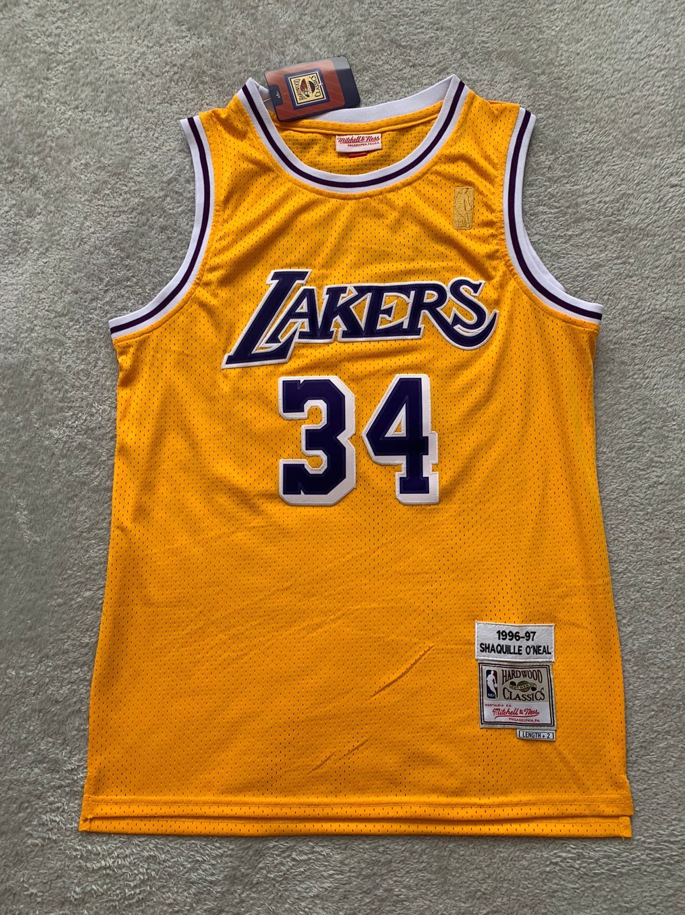 Shaquille "Shaq" O'Neal #34 - Los Angeles Lakers Team Jersey - Brand New Men’s Gold Hardwood Classics NBA Basketball Jersey - Size M / L / XL