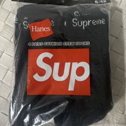 Supreme X Hanes Crew Socks Black - White 4pair