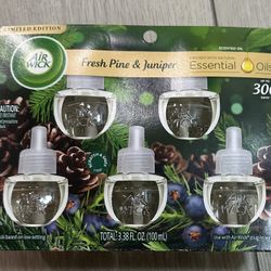 Air Wick Plug in Scented Oil Refill, 5 Ct, Fresh Pine and Juniper, Air Freshener, Essential Oils, Fall Scent, Fall Decor