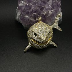 Shark Face Diamond Necklace Pendant