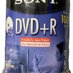 NEW 100PK Sony DVD+R 4.7GB 120min 1-16X Recordable Blank Video Discs