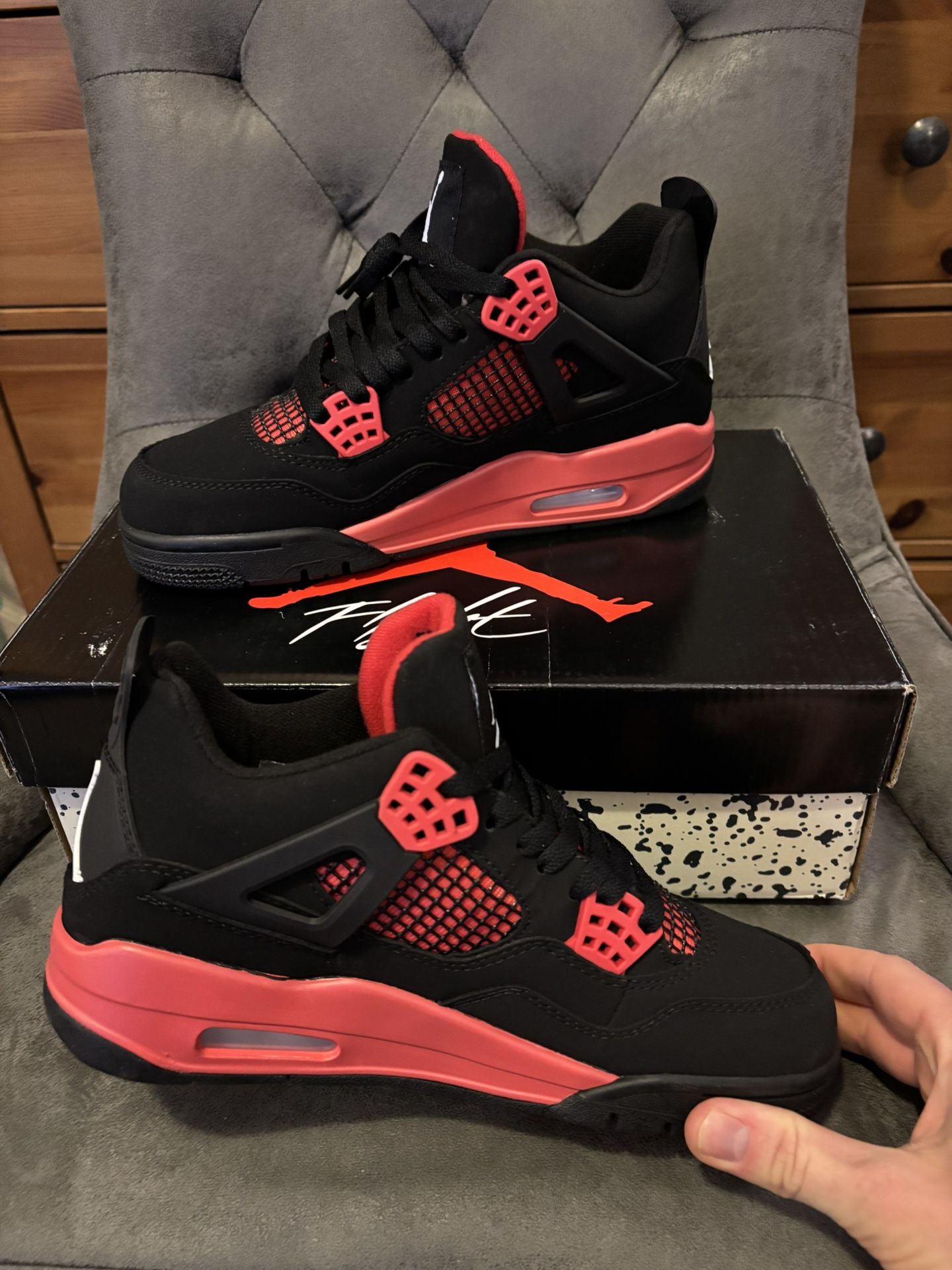 Red Thunder Jordan 4s Size 7