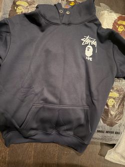 Stussy x BAPE Collab Navy Hoodie