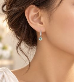 Caribbean Blue Moissanite Sparkle Drop Earrings – Elegant 925 Sterling Silver