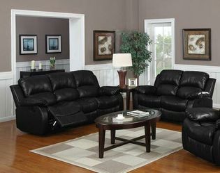 Brand new black or espresso bonded leather sofa + loveseat recliners