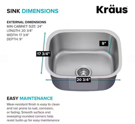 KRAUS Premier 20 in. Single Bowl Undermount Sink