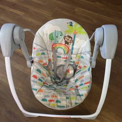 Bright Starts Playful Paradise Portable Compact Baby Swing with Toy