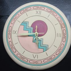 Southwestern designer clock clay Signed