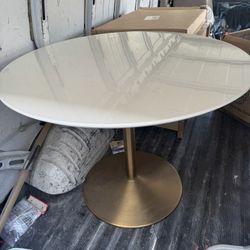 CB2 Odyssey 40”  Outdoor/indoor Lacquer And Brass Dinning Table 