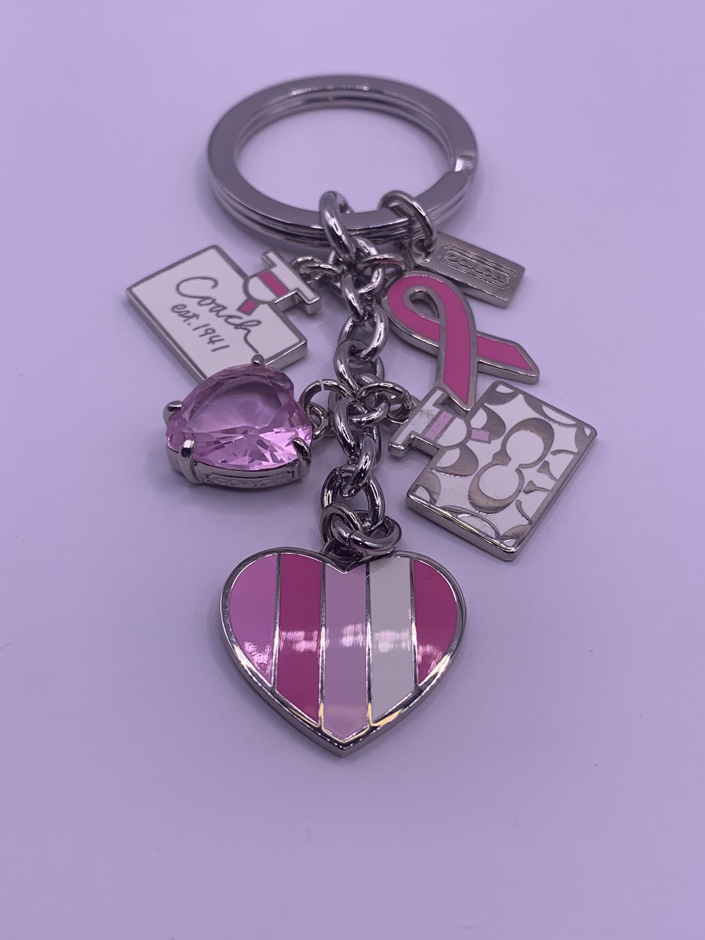 Coach Pink Heart Breast Cancer Key Chain ( Make Offers)