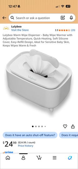 Lulyboo baby wipe warmer dispenser