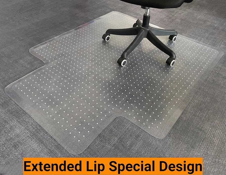 Easy Glide Office Chair Mat for Carpet Slip Resistant Heavy Duty Plastic (52.5"L x 45"W)