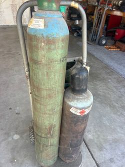 Oxygen and acetylene tanks.