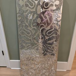 Pier 1 Champagne Damask Mirrored Wall Panel Decor